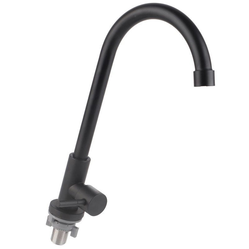 G1/2 Faucet 90 Degree Rotating Single Cold Matte Black Water