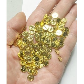M01275x5 MOREZMORE 50pc Miniature Coins Gold 8mm Mini Coins Metal Money Dollhouse 1:6 Scale Prop