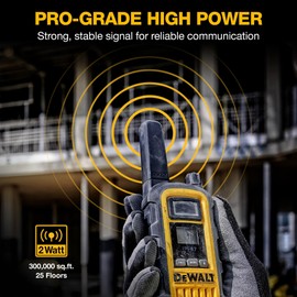 DEWALT DXFRS800 FRS Walkie Talkies Long Range 2 Way Radio, 2 Watt, Waterproof & Rechargeable, 2 Pack