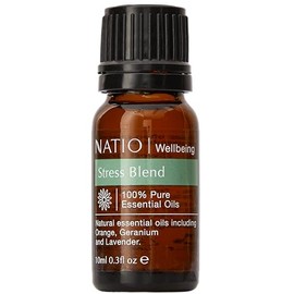 Natio Wellbeing Stress Pure Essential Oil Blend 10 ml Orange Peel, Geranium, Lavender, Patchouli, Ylang Ylang, Bergamot & Clary Sage - Calming Essential Oil to Relieve Stress - Vegan Friendly & Made in Australia