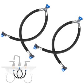 Otoolling 2 Pcs Quick Connect Water Hose Faucet Supply Lines Hot & Cold Water Mixer Line Replacement V-shape Widespread Bathroom Sink Faucet with Snap-in Fast Lock Pipe Y Mixer Hoses