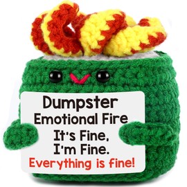 Dumpster Emotional Fire Support Positive Crochet Cute Valentines Gifts Women Men Coworker Birthday Gift Stress Relief Therapy Knitting Crochet Animals Ornament Christmas Stuff Funny Office Desk Decor