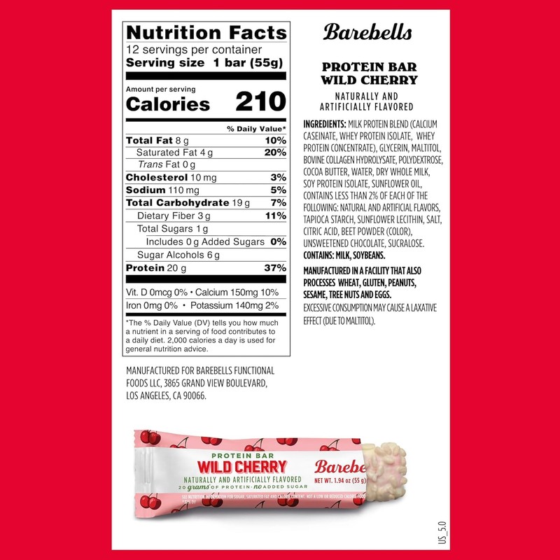 Barebells Protein Bars Wild Cherry - 12 Count, 1.94 oz
