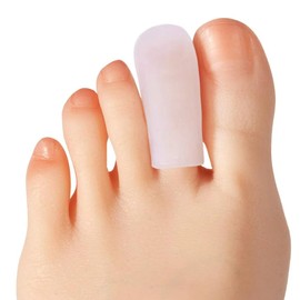 AT Surgical 2-Pack Silica Gel Lined Toe Finger Caps Soft Long Single Sleeve Protector for Ingrown Toenails, Corns, Calluses, Blisters (Large)