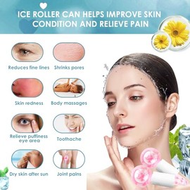 GeeRic 2 Un Rodillo Facial Ice Globes,Masaje de Hielo Bola,Bola de Belleza de Hielo Facial, Masajeadores Faciales Para Piel Fría,Educe la Hinchazón y 