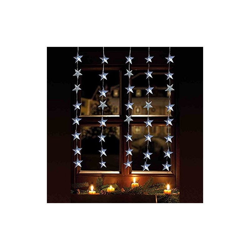 LED Lichtervorhang 40er Sterne warmweiß 1x1,2m innen / außen 06044