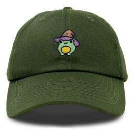 DALIX Sorcerer Frog Embroidered Cap Cotton Baseball Cute Cool Dad Hat Womens in Olive