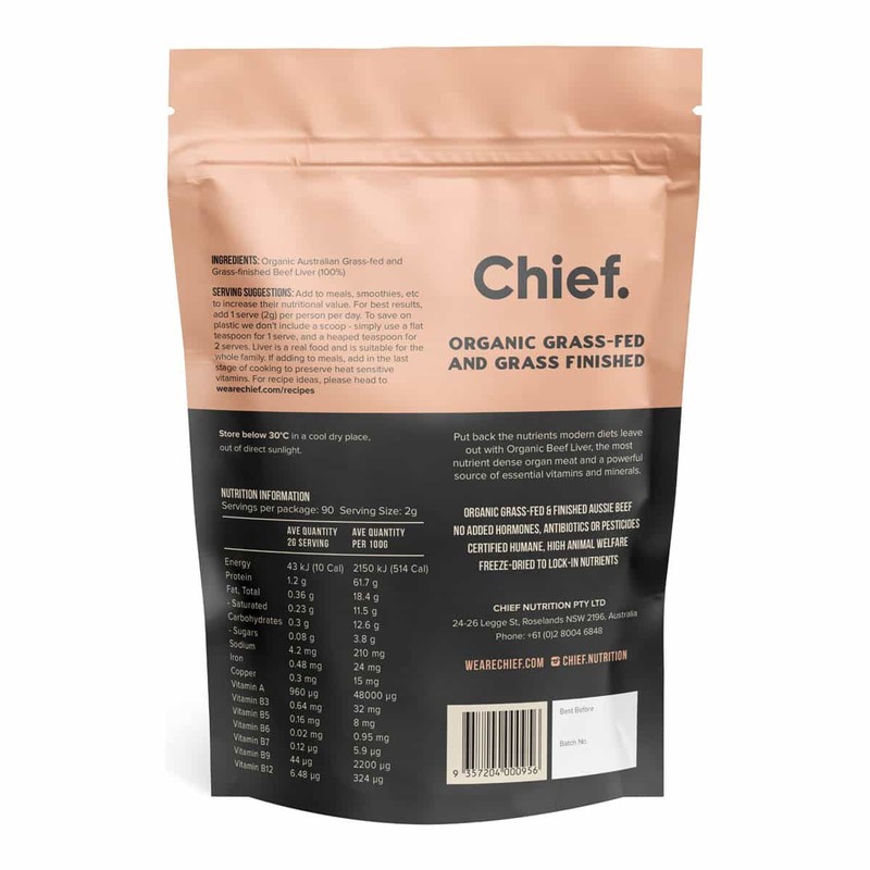 Chief Organic Beef Liver Powder, 180g