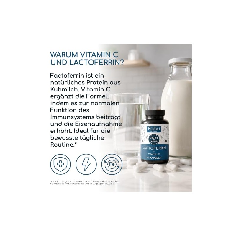 RAIBU Lactoferrin 250 mg with Vitamin C - Immune Support
