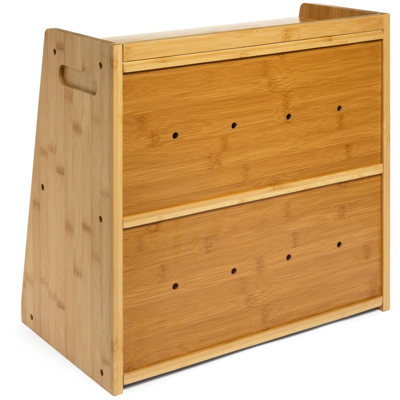 Gennua Kitchen Bamboo Bread Box for Kitchen Countertop, Large Dual-Layer