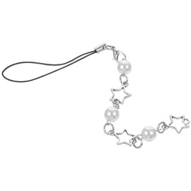 UKCOCO Phone Charm Phone Lanyard Wrist Strap Star Shape Beaded Phone Chain Decoration, 0.8X1.1X17CM, Faux Leather, No Gemstone