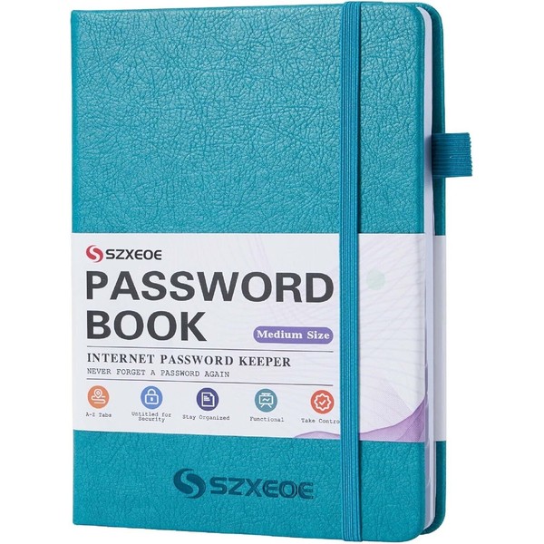 Password Book - Hardcover Password Book with Alphabetical Tabs for