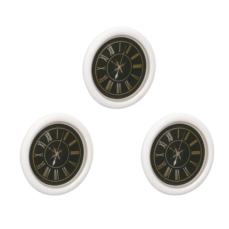 3 PCS Dollhouse Wall Clock 1:12 Dollhouse Miniature Round Wall