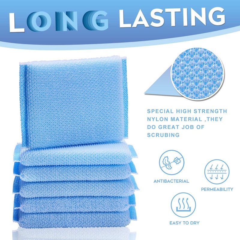 Nylon Cleaning Scrub Pad 12 Pack,Long-Lasting and Reusable Dishwashing Sponge,All-Purpose
