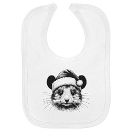 Azeeda 'Mouse Wearing Santa Hat' Soft Cotton Baby Bib (BI00061847)