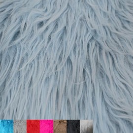 Texco Inc Luxury Shag Faux Fur-Christmas Fuzzy-Fabric by The Yard-Fluffy, Soft, Shaggy Mohair-for Sewing, Apparel, Decoration, Costumes, Plush Toys, Gnome Beard Miniature, Baby Blue 5 Yards