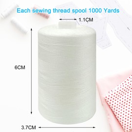 Sewing Thread-4 Spools of Polyester Thread for Sewing Machine for Beginners, Hand Stitching & Quilting-White (White, 1000yards)