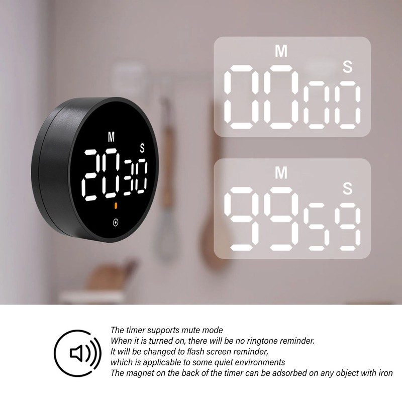Digital Kitchen Timer Magnetic Countdown Countup Timer with Large LED