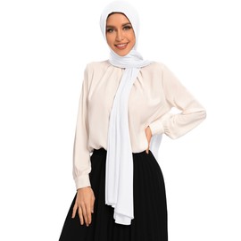 Txmout Premium Jersey Hijab Scarf for Women - Muslim Cotton Head Covering (White)