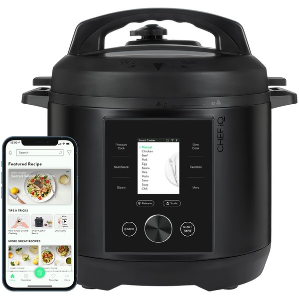 CHEF iQ Smart Pressure Cooker 10 Cooking Functions & 18 Features, Built-in Scale, 1000+ Presets & Times & Temps w/App for 600+ Foolproof Guided Recipes, Rice & Slow Electric MultiCooker, 6 Qt