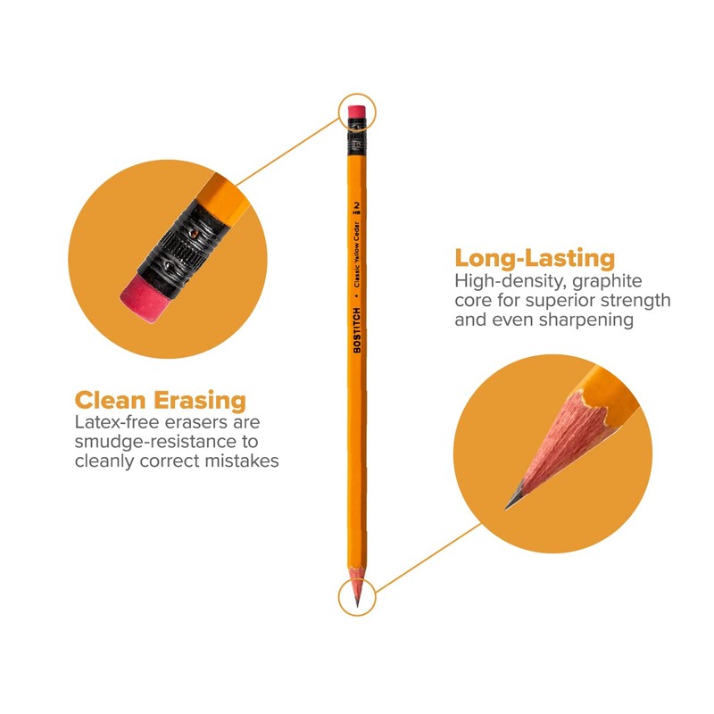 Bostitch Office Premium #2 Pencils, American Cedar Wood, Pre-Sharpened, HB