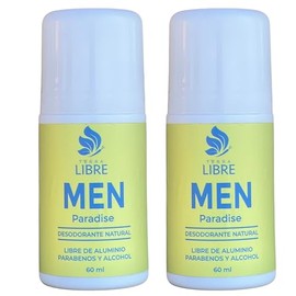 Desodorante Natural Hombre Roll On Paradise 60ml 2 Pza
