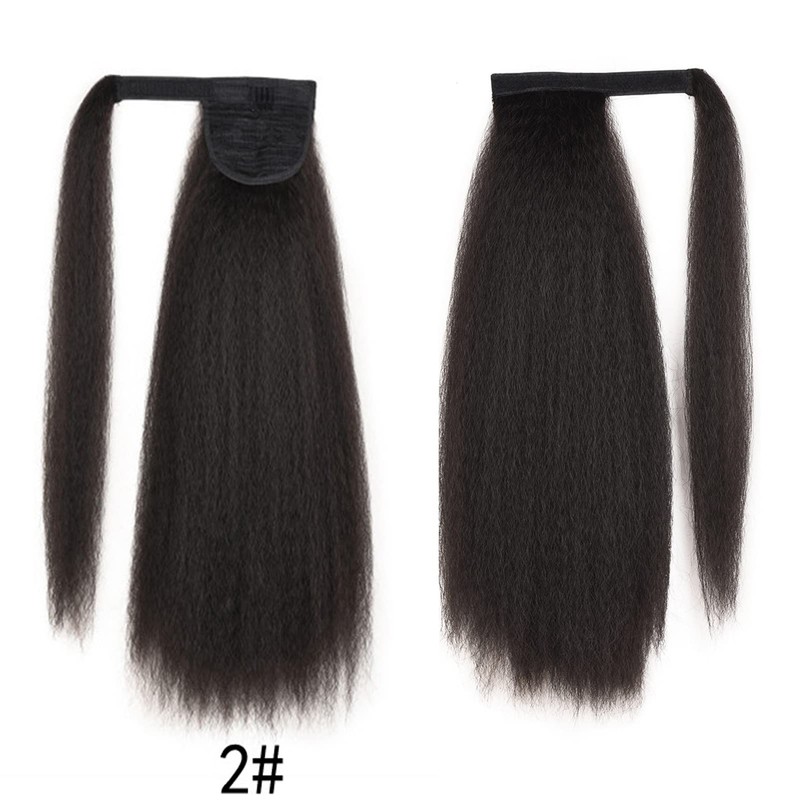 Long Afro Kinky Straight Ponytail Wrap Around Yaki Straight Pony