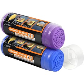 Premium Shammy Towel for Car, Super Absorbent 2 Pack 26""x17"" Car Drying Towel, Reusable Soft Car Wash Cloth, Chamois Cloth for Car, Dust Remove, No Scratch/Spot/Streak, Blue & Purple