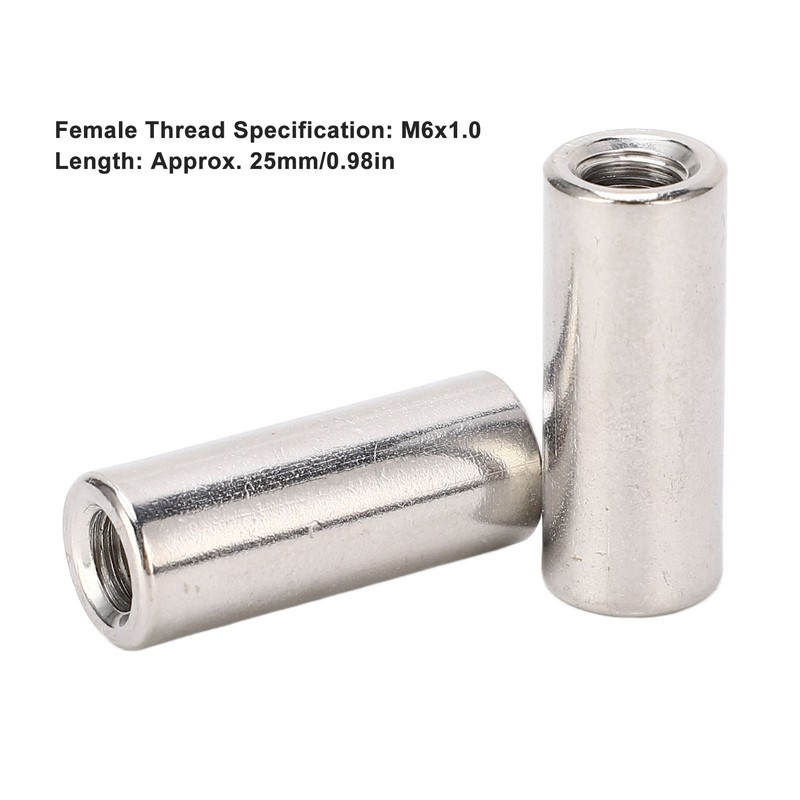 20 Pcs Round Connector Nut M6x1.0 10 L25mm Rod Coupling