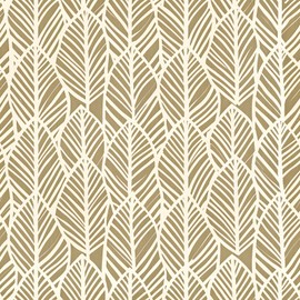 PHINILUX Peel and Stick Wallpaper Boho- Golden Leaf Contact Paper - Removable Floral Wall Adhesive Mural Decorative Modern Leaf - 17 in x 9.8 ft