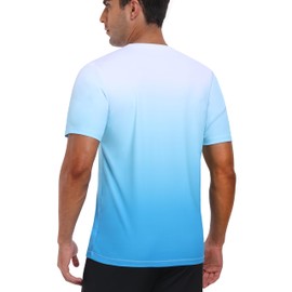 MoFiz UV Shirt Men's Water Swimming Shirt Swimming T-Shirt for Surfing Quick Drying Rash Guard Hiking Functional Shirt, Gradient colour: blue, XL