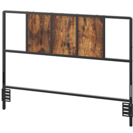MAHANCRIS Full Size Headboard Only, Metal Headboard with Adapters, Minimalist Industrial Style for Full Size Beds, Rustic Brown and Black