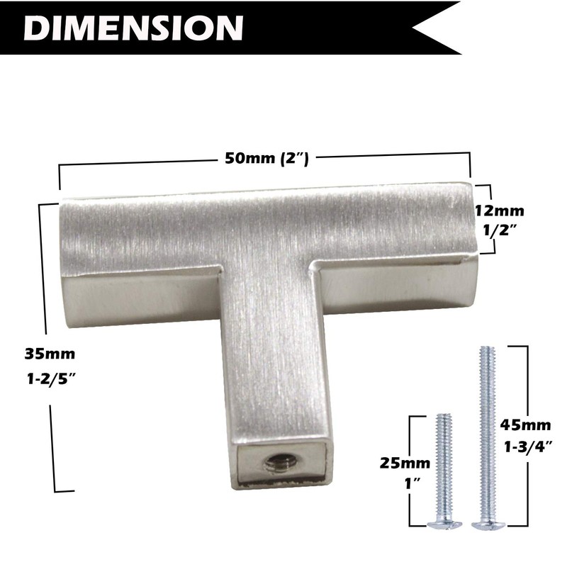 Gobrico Satin Nickel 2" Square Cabinet Knob Kitchen Cupboard Pull