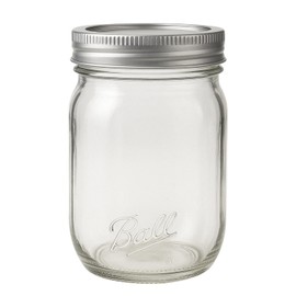Ball Regular Mouth Easy Label Glass Mason Jars with Lids and Bands, Used for Canning, Pickling, Juice, Jam, Jelly, Pint Size 16 Ounce (Pack of 4)