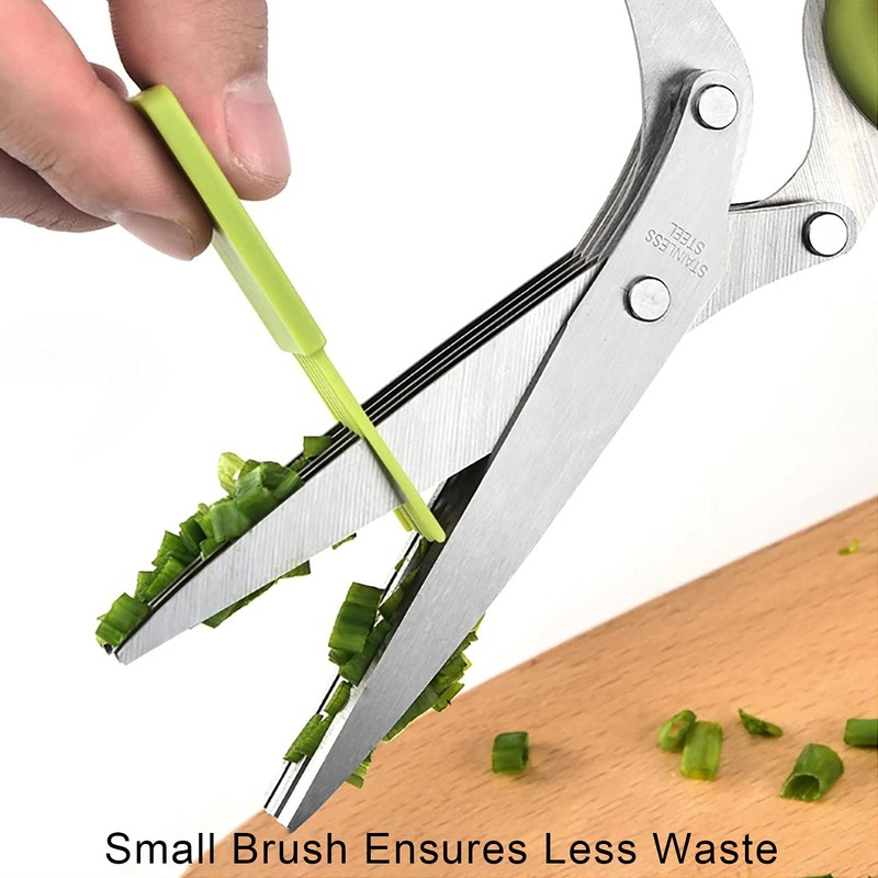 Herb Scissors, Kitchen Shears with 5 Blades and Cover, Multipurpose