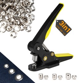 ZONG LAN Hand Press Heavy Duty Grommet Tool Kit Eyelet Machine Punch Tool Kit with 3 Dies of 5/16" 3/8" 1/2" and 900 Set Silver Metal Grommets for Tarp Leather Fabric Curtains