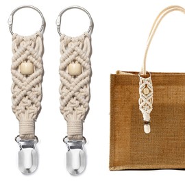 2 Pack Cotton Hat Clip for Travel,Boho Hat Holder,Hands Free Bag Accessory for Women,Knitting Travel Hat Clip for Bag,Backpack,Luggage,Purse,Sunhat (Classic)