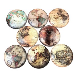Twisted R Design Cabinet Knobs, Knobs for Kitchen Cabinets and Drawers, Matching Cabinet Knobs and Pulls, 1.5" Round Dresser Drawer Knobs (Set of 8 Map of The World Wood Knobs)