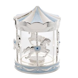 Widdop Bambino Silver Plated Carousel Money Box for Newborn, Christening, Children - Kids Money Box