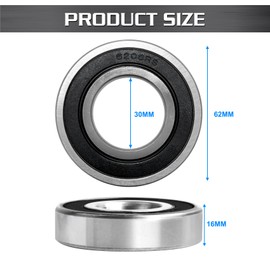 BBMB 6206-RS Double Rubber Seal Deep Groove Ball, P5 High-Precision and Strong Torque Performance, 30x62x16mm Chrome Steel Bearings (2Pack)