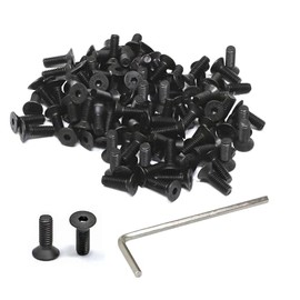 iexcell 100 Pcs M4 x 12mm Thread Pitch 0.7 mm Alloy Steel 12.9 Grade Hex Socket Flat Head Cap Screws Bolts Kit, Black Oxide Finish