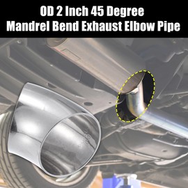 Unifizz 2pcs OD 2" 45 Degree SS304 Stainless Steel Bend Tube Exhaust Elbow Pipe Compatible with Car Modified Exhaust System 2 Piping Silver Tone