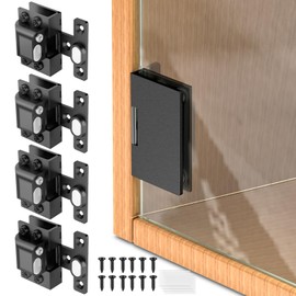 Mdkave Glass Door Hinges,Soft Close Hinges for Glass Cabinet Doors，304 Stainless Steel，Silent Closing for Thickness 5-8MM Doors(Black,4 Pack)