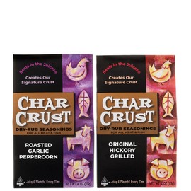 Char Crust Dry Rub Seasoning – Original Hickory Grilled and Roasted Garlic Peppercorn, Holiday Cooking Pack, 4 oz (Pack of 2)