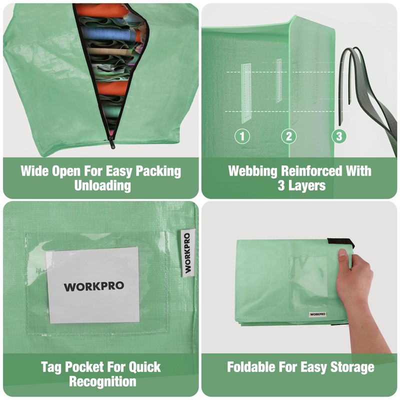 WORKPRO 6 Pack Extra Large Moving Bags with Zippers &