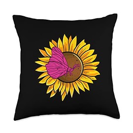 cute summer dresses for women summer outfit women Cute Sunflower Butterfly Throw Pillow, 18x18, Multicolor