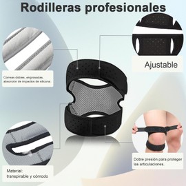 Rodillera con Soporte Doble para Rótula, Ajustable estabilizador de rodilla para tendinitis, artritis, menisco desgarro,correr, voleibol,alivio del do lor de rodilla, recuperación de lesiones, deportes ( Negro con forro gris) (1)