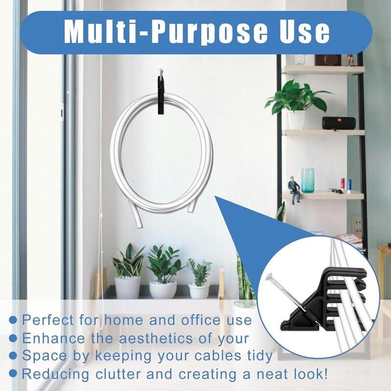 100Pcs Cable Stackers, Cable Staples Clips with Steel Nails, Electrical