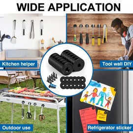LOVIMAG Cabinet Magnets, 20lbs Rare Earth Magnets, 12Pack Strong Magnet with Holes and Iron Sheet,Neodymium Magnet with Screws for Holding Tools, Door, Magnetic Cabinet Locks-Black,0.63x0.19inch