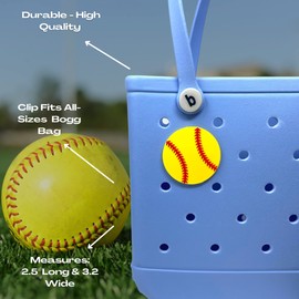 BOGLETS - Softball Ball Sport Charm - Decorative Charm Accessories Compatible with Bogg Bags, Simply Southern Bags and other Tote Bags.…